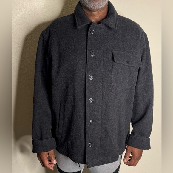 WOOL BLEND FRONT RANGE SHIRT JACKET QUILTED PADDED GRAY Shacket With Front Zip - Picture 2 of 11